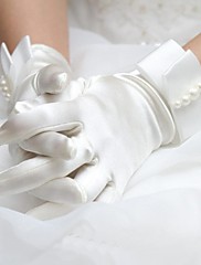 Magnifiques gants de satin ornés de noeuds perlées de nacre