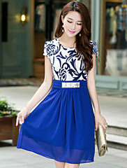 Robe - Mi-long - Décontracté en Mousseline de soie - Ceinture Incluse