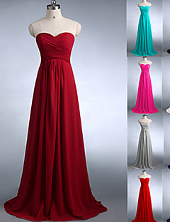 Floor-length Chiffon Bridesmaid Dress - Burgundy / Fuchsia / Dark Green / Regency / Silver / White / Royal Blue / Pool / Jade A-line