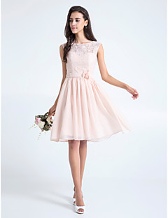 Lanting Knee-length Lace Bridesmaid Dress - Pearl Pink Plus Sizes / Petite A-line Scoop