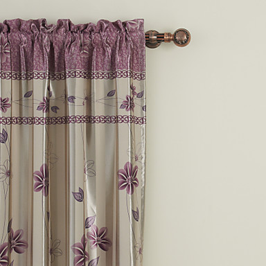 To paneler floral botaniske lilla soverom polyester panelgardiner ...