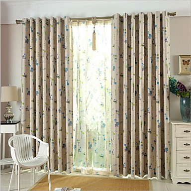To paneler moderne tegneserie beige / blå soverom polyester ...