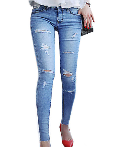 high waist tattered jeans