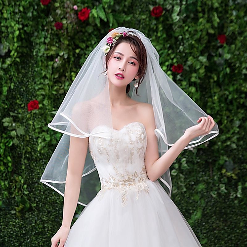 Buy Two Tier Classic Timeless Wedding Veil Elbow Veils With